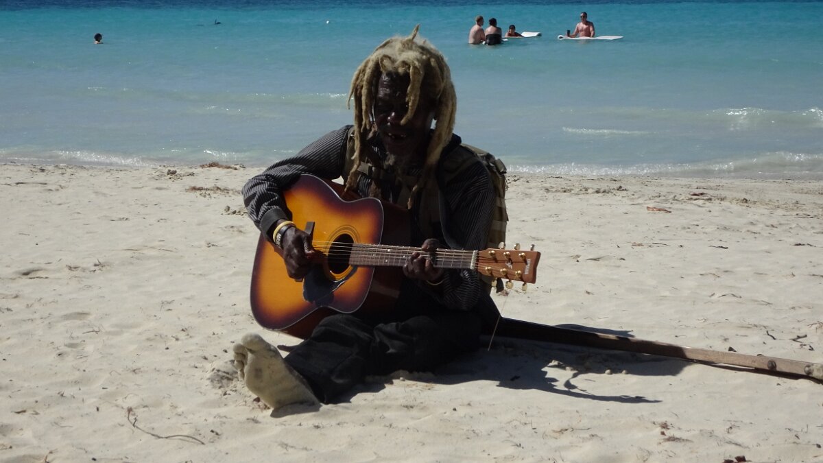 With one leg and a crutch, he earns his money